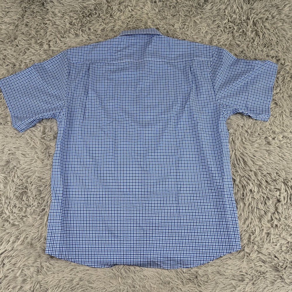 Nautica Mens XXL Blue White Gingham Performance Short Sleeve Dress Shirt - Picture 4 of 8